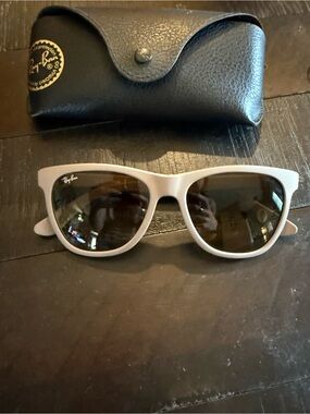 Ray-Ban White Frame Sunglasses with Brown Lenses